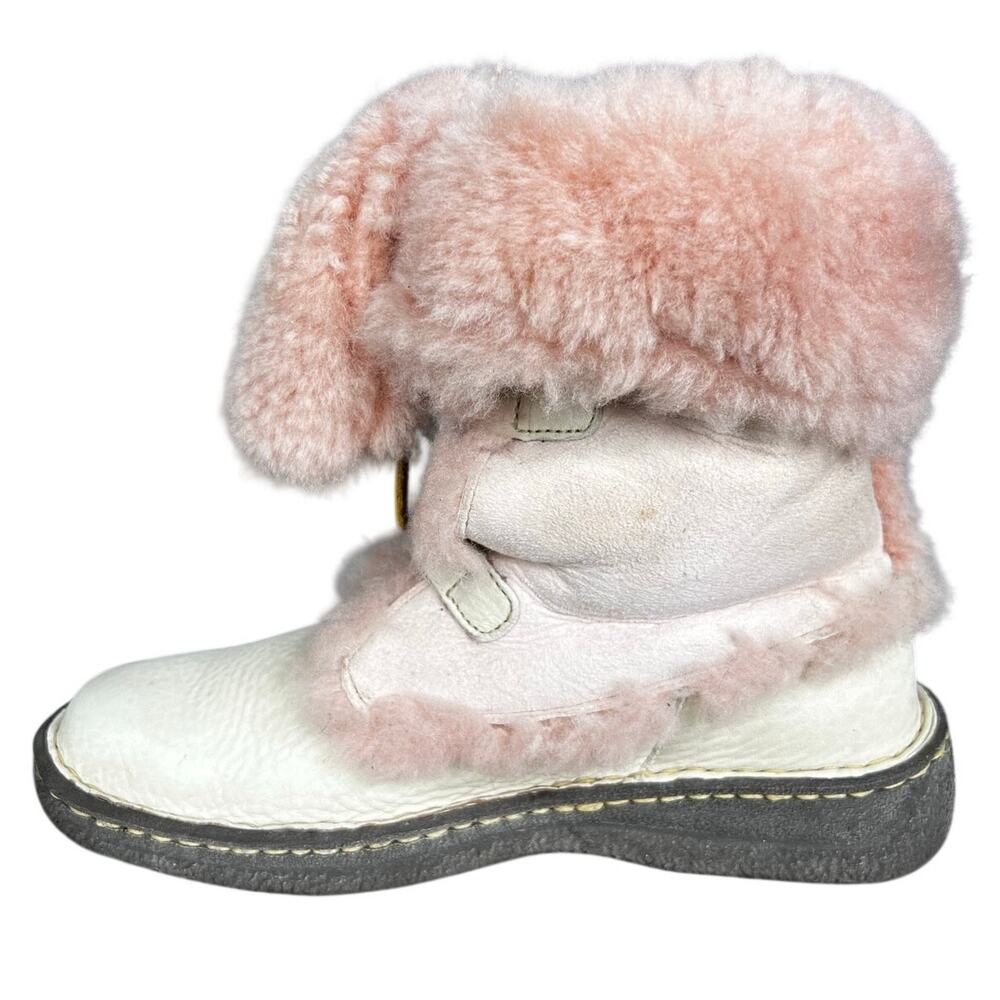 Born Women’s Pink Shearling Cream Leather Winter Boots Size US 9 - Picture 2 of 10